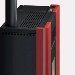 Pelletofen Cadel Maya Idro 24 | 22,4 KW Wasserführend -Chimney Geschaft Cadel Maya 24 Rot Detail 900x900