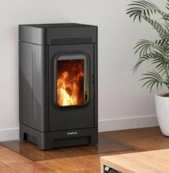 Pelletofen Justus Canis 6,4 KW -Chimney Geschaft Canis Stahl Schwarz amb 900x900
