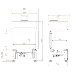 Gaskamin Schmid Ekko G U 67 -Chimney Geschaft Gas Kamineinsatz Ekko G U 67 techn 900x900