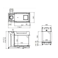 Gaskamin DRU Maestro 75XTU RCH -Chimney Geschaft Gaskamin DRU Maestro 75XTU RCH skitze 900x900