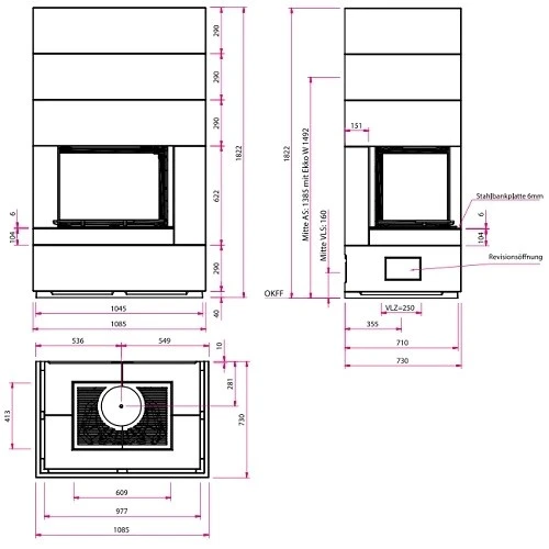Kaminbausatz CAMINA S10 Linksseitig 9 KW Speicheranlage 6 Kaminbausatz CAMINA S10 Linksseitig 9 KW Speicheranlage – Bild 4