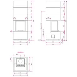 Kaminbausatz CAMINA S12 Hoch 4 KW Speicheranlage -Chimney Geschaft Kaminbausatz Camina S12 Hoch Masszeichnung 900x900