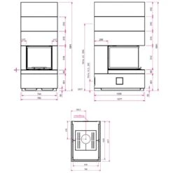 Kaminbausatz CAMINA S14 9 KW Speicheranlage -Chimney Geschaft Kaminbausatz Camina S14 Masszeichnung 900x900