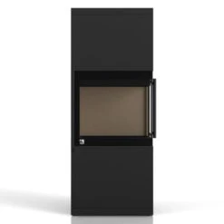 Chimney Geschaft -Chimney Geschaft Kaminofen Drooff Livera Panorama L Stahl schwarz Tueranschlag links Front 900x900