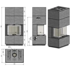 Kaminbausatz Cera Design Linea KLC Beton 7 KW -Chimney Geschaft LINEA KLC Beton oben 900x900