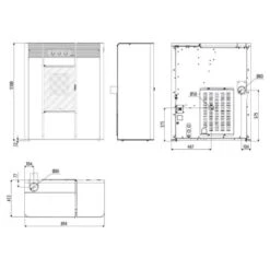 Pelletofen MCZ THEA Hydro 16 S2 16,1 KW Wasserführend -Chimney Geschaft MCZ Thea Hydro 16 S1 Abmessungen 900x900