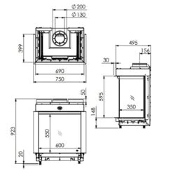 Gaskamin DRU Maestro 60/3 RCH -Chimney Geschaft Maestro 60 3 techn 900x900