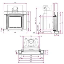 Kaminbausatz CAMINA N28 9 KW Naturstein-Anlage -Chimney Geschaft N28 tehnical 900x900