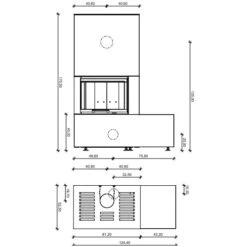 Kaminbausatz Neocube C22 7,8 KW -Chimney Geschaft Neocube C22 Masszeichnungen 900x900