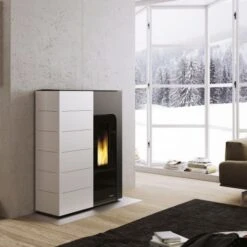 Pelletofen PALAZZETTI Ecofire Ginger Idro 14 KW Wasserführend -Chimney Geschaft Palazzetti Pelletofen Ginger Idro Weiss Ambient 900x900