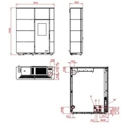 Pelletofen PALAZZETTI Ecofire Noah Idro 14 KW Wasserführend -Chimney Geschaft Palazzetti Pelletofen Noah Idro Technisches 900x900