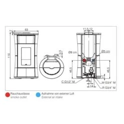 Pelletofen Edilkamin Cherie H 10 Evo 10,5 KW Wasserführend -Chimney Geschaft Pelletofen Edilkamin Cherie H 10 Evo Tehnical 900x900