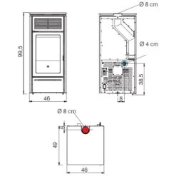 Pelletofen Edilkamin Slide2 7 Up 6,9 KW -Chimney Geschaft Pelletofen Edilkamin Slide2 7 Up Abmessungen 900x900 1