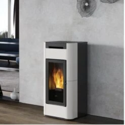 Pelletofen Edilkamin Tera H 25 Evo 25,1 KW Wasserführend -Chimney Geschaft Pelletofen Edilkamin Tera H 25 25kW wasserfuhrend mattweiss 900x900