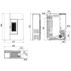 Pelletofen MCZ ALEA Air 7 S1 7 KW -Chimney Geschaft Pelletofen MCZ ALEA Air 7 S1 Abmessungen 900x900
