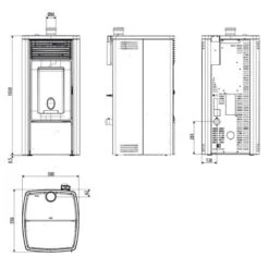 Pelletofen MCZ EGO Air 8 UP! M3 8,1 KW -Chimney Geschaft Pelletofen MCZ EGO Air 8 UP M3 Tehnical 900x900