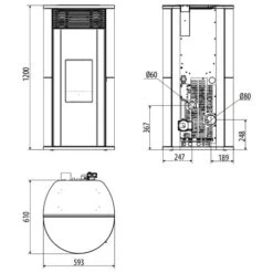 Pelletofen MCZ PAD Hydromatic 18 M2+ 17,7 KW Wasserführend -Chimney Geschaft Pelletofen MCZ PAD Plain Hydromatic 18 24 M2 zeichnung 900x900 1