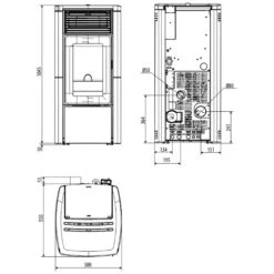 Pelletofen MCZ STAR Hydromatic 12 M2+ 11,9 KW Wasserführend -Chimney Geschaft Pelletofen MCZ STAR Hydromatic 12 M2 zeichnung 900x900