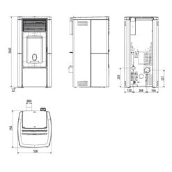Pelletofen MCZ STAR Air 8 M2+ 8,1 KW -Chimney Geschaft Pelletofen MCZ Star Air 8 M2 Abmessungen 900x900 1