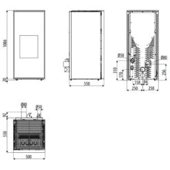 Pelletofen MCZ TILDA Comfort Air M1 10 KW -Chimney Geschaft Pelletofen MCZ TILDA Comfort Air 10 M1 Abmessungen 900x900