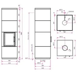 Kaminbausatz CAMINA S24 GO-Line 2 KW Speicheranlage -Chimney Geschaft S24 GO Line mit Wandanschluss 900x900