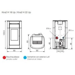 Pelletofen Edilkamin Kira2 H 22 Up 22,8 KW Wasserführend -Chimney Geschaft edilkamin kira2 h 18 up technisches 900x900